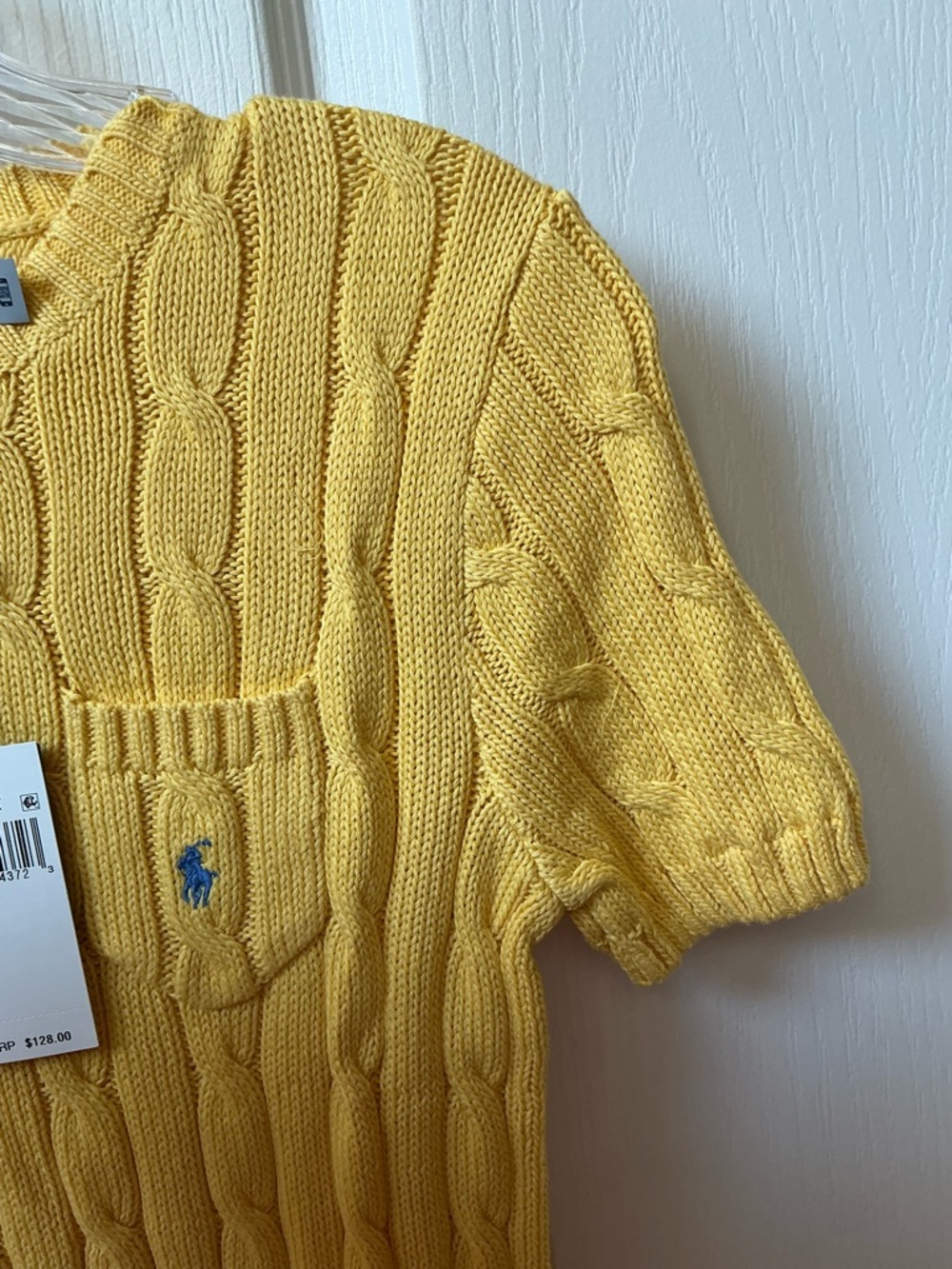 NWT POLO RALPH LAUREN YELLOW RIBBED CREWNECK LOGO POCKET SWEATER - Picture 7 of 15